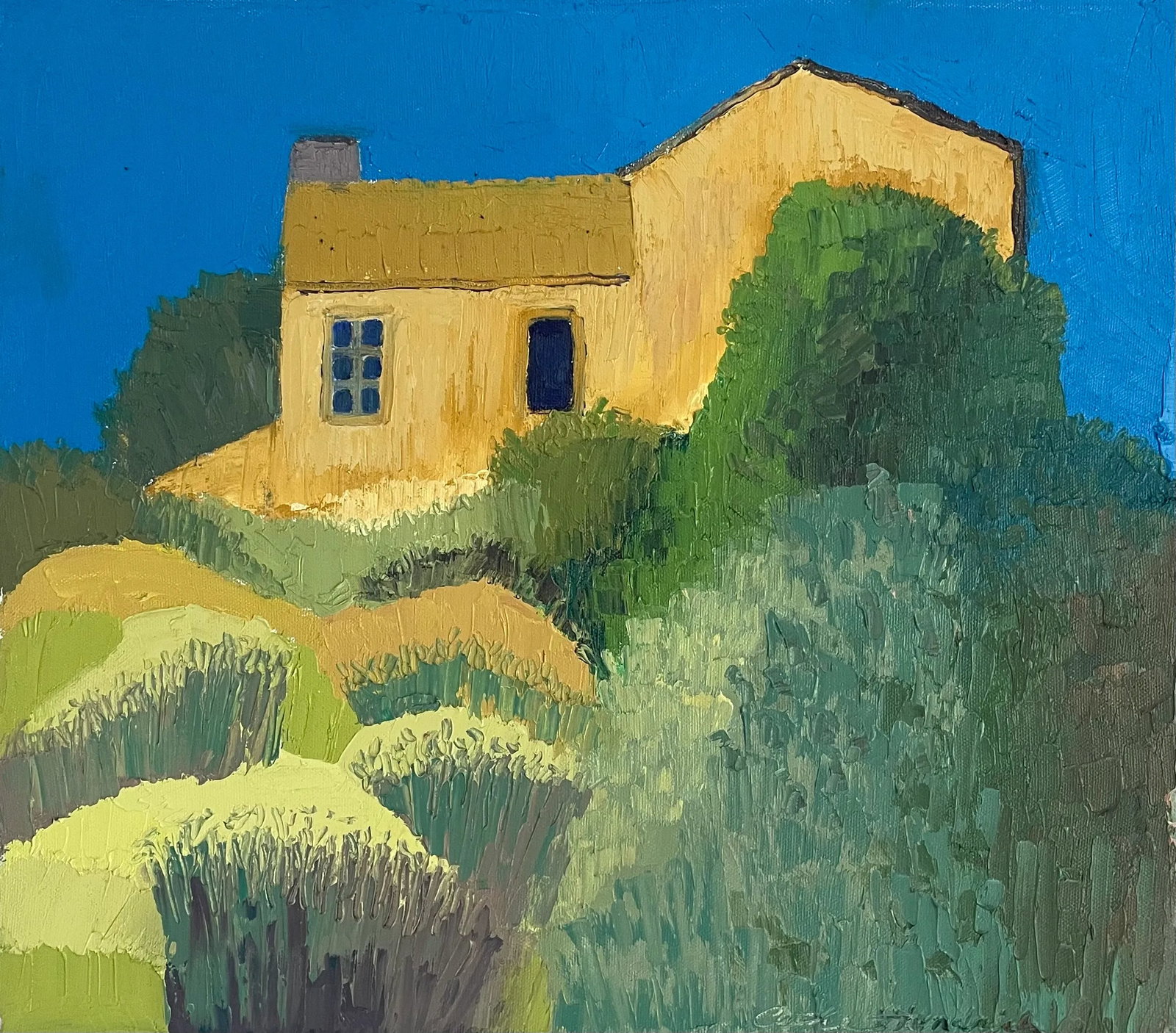 Italian Farm House, Original Painting by Cathe Hendrick: This oil on canvas painting was created using palette knives. My inspiration was to remember and to share using vibrant color and texture. Condition: Imperfections: No Imperfections Condition Notes: