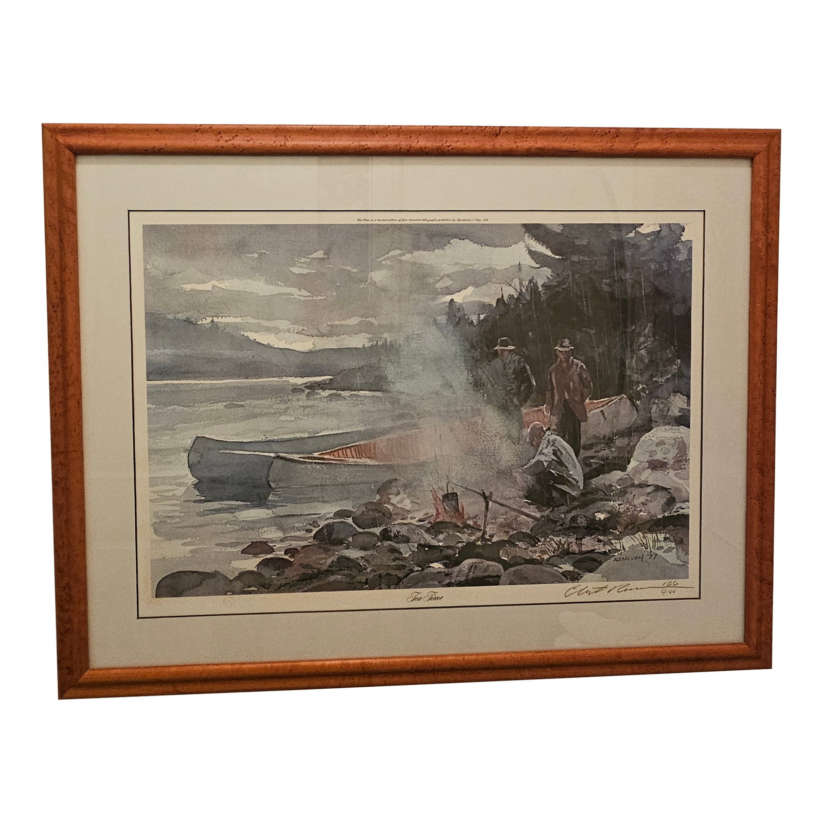 Large Signed Chet Reneson 1977 Water Color Print Titled "Tea Time" 166/400, Framed: Chet Reneson was born in 1934 and lived most of his life in Connecticut. He is a prolific sporting artist and his water color, naturalist, art prints are highly collectible. This print is
