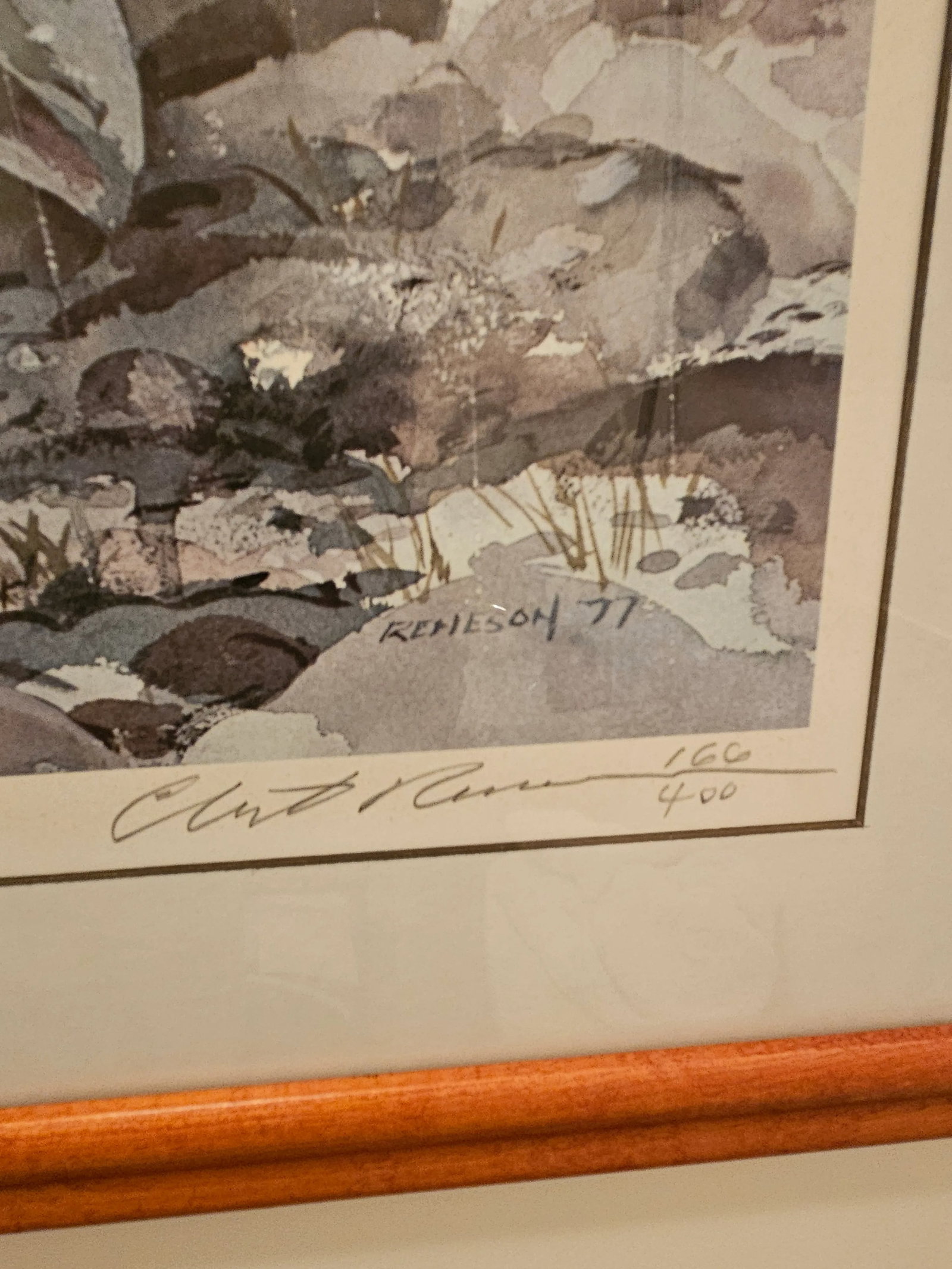 Large Signed Chet Reneson 1977 Water Color Print Titled "Tea Time" 166/400, Framed - 5