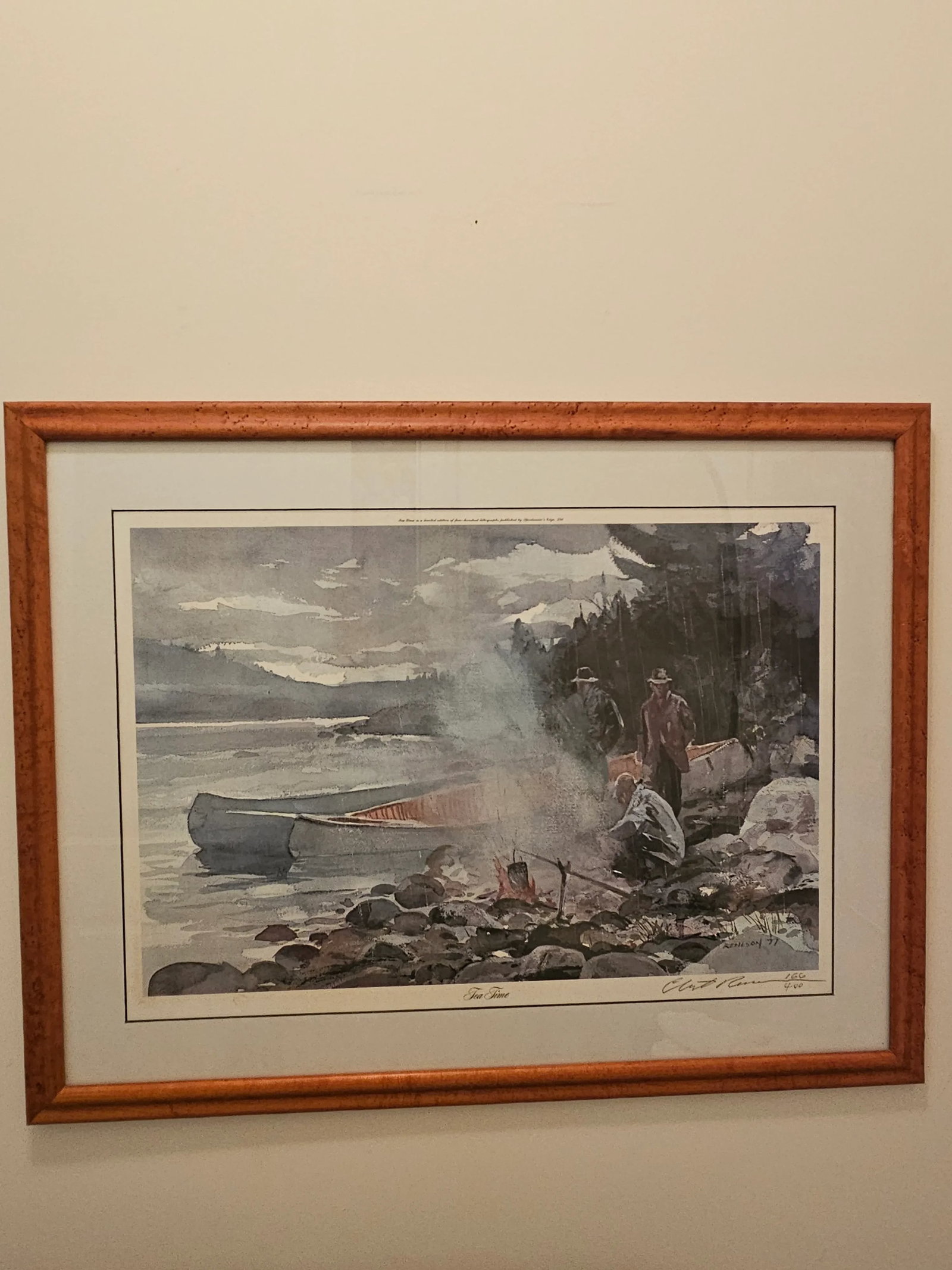 Large Signed Chet Reneson 1977 Water Color Print Titled "Tea Time" 166/400, Framed - 7