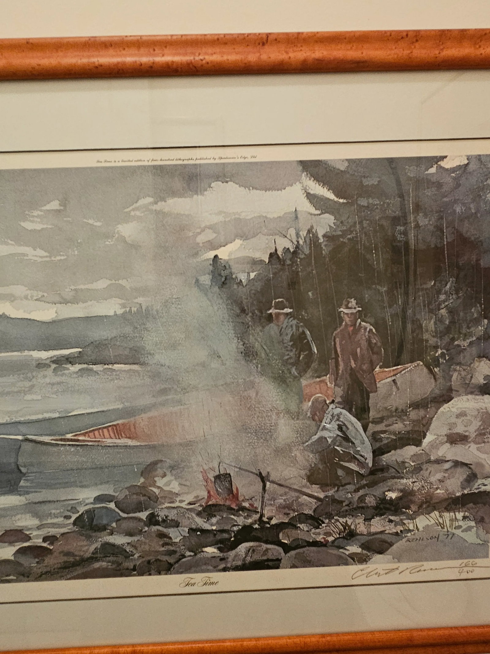 Large Signed Chet Reneson 1977 Water Color Print Titled "Tea Time" 166/400, Framed - 9
