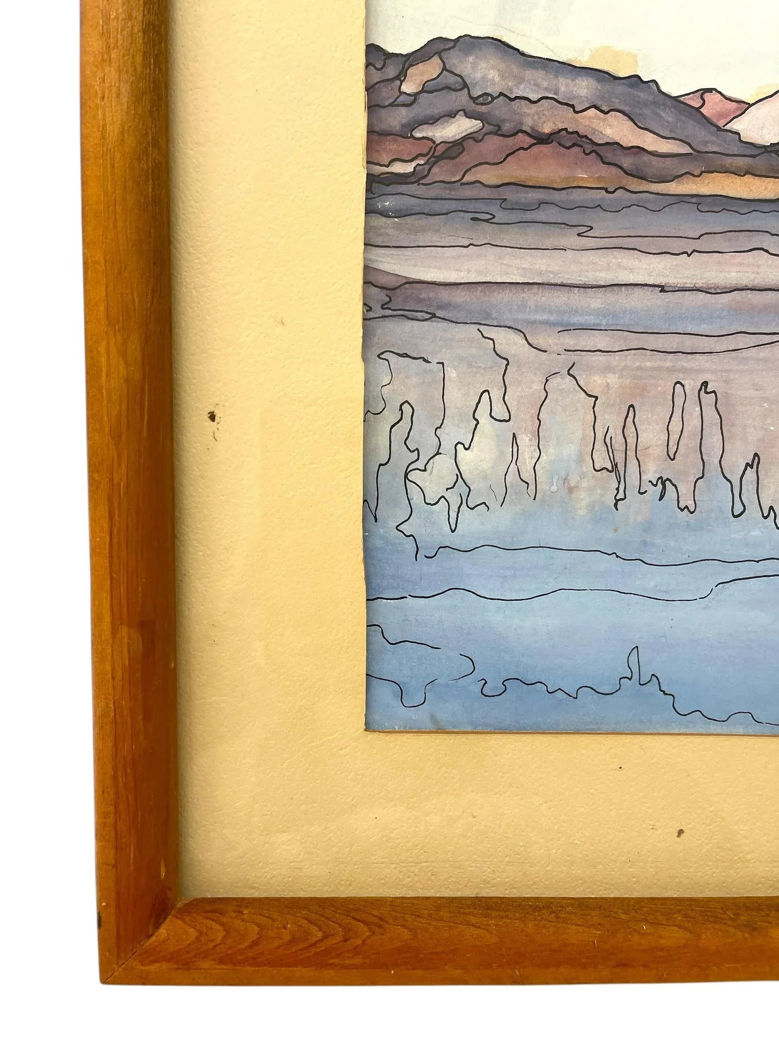 Possibly Original Mid-Century Modern Watercolor Landscape Painting Signed Mary,1969 - 2