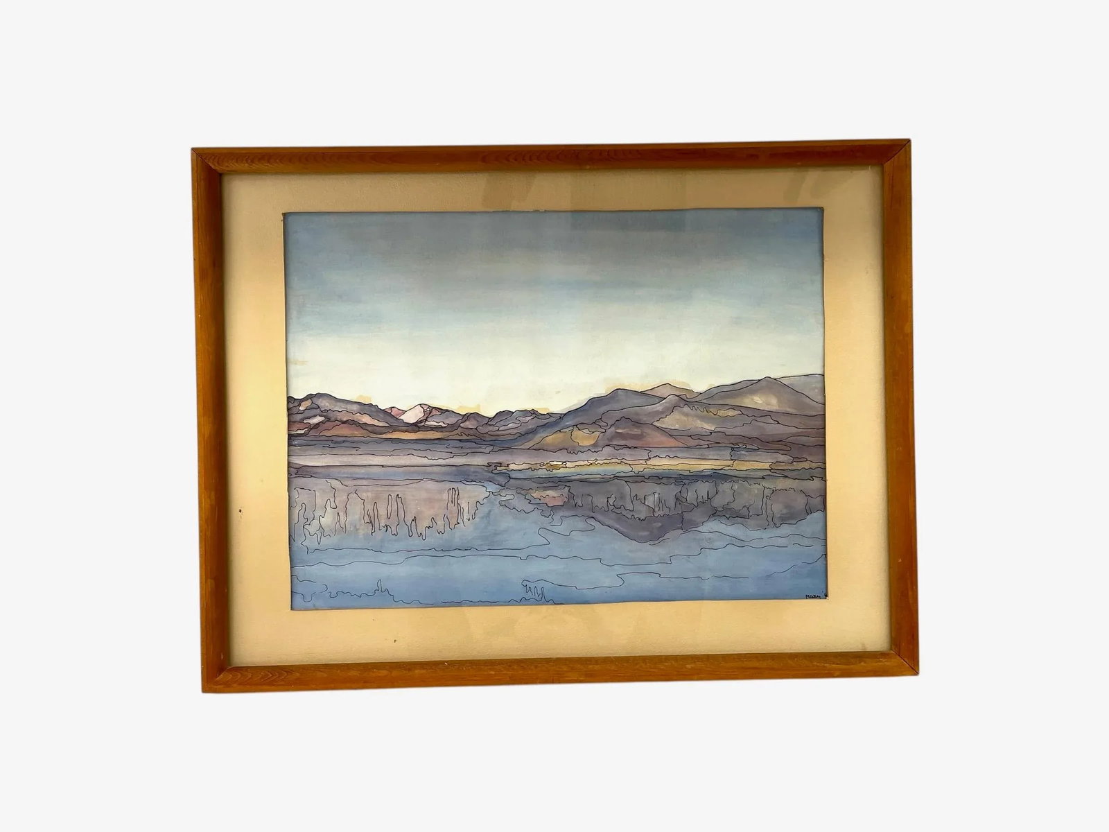 Possibly Original Mid-Century Modern Watercolor Landscape Painting Signed Mary,1969 - 3