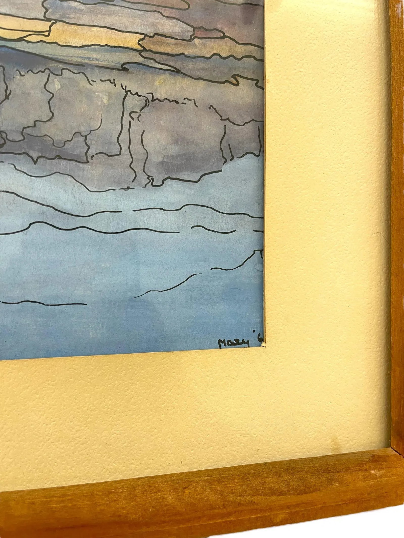 Possibly Original Mid-Century Modern Watercolor Landscape Painting Signed Mary,1969 - 5