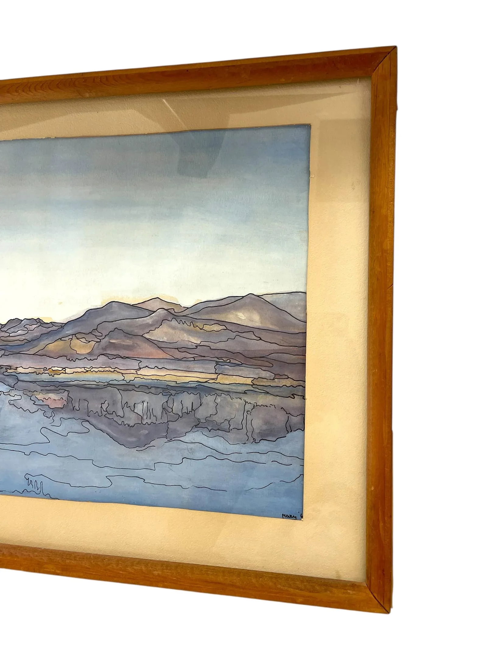 Possibly Original Mid-Century Modern Watercolor Landscape Painting Signed Mary,1969 - 6