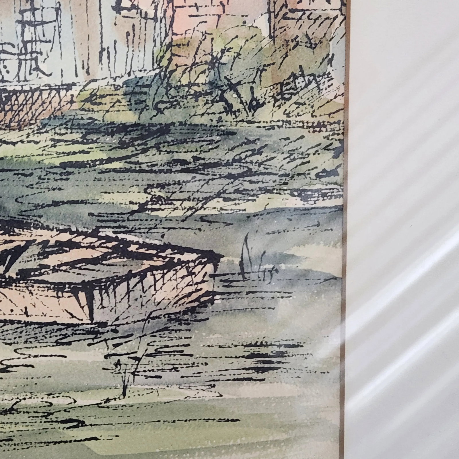 Vintage Johnny Donnels Louisiana Bayou Watercolor Painting - Cypress Landscape - 13