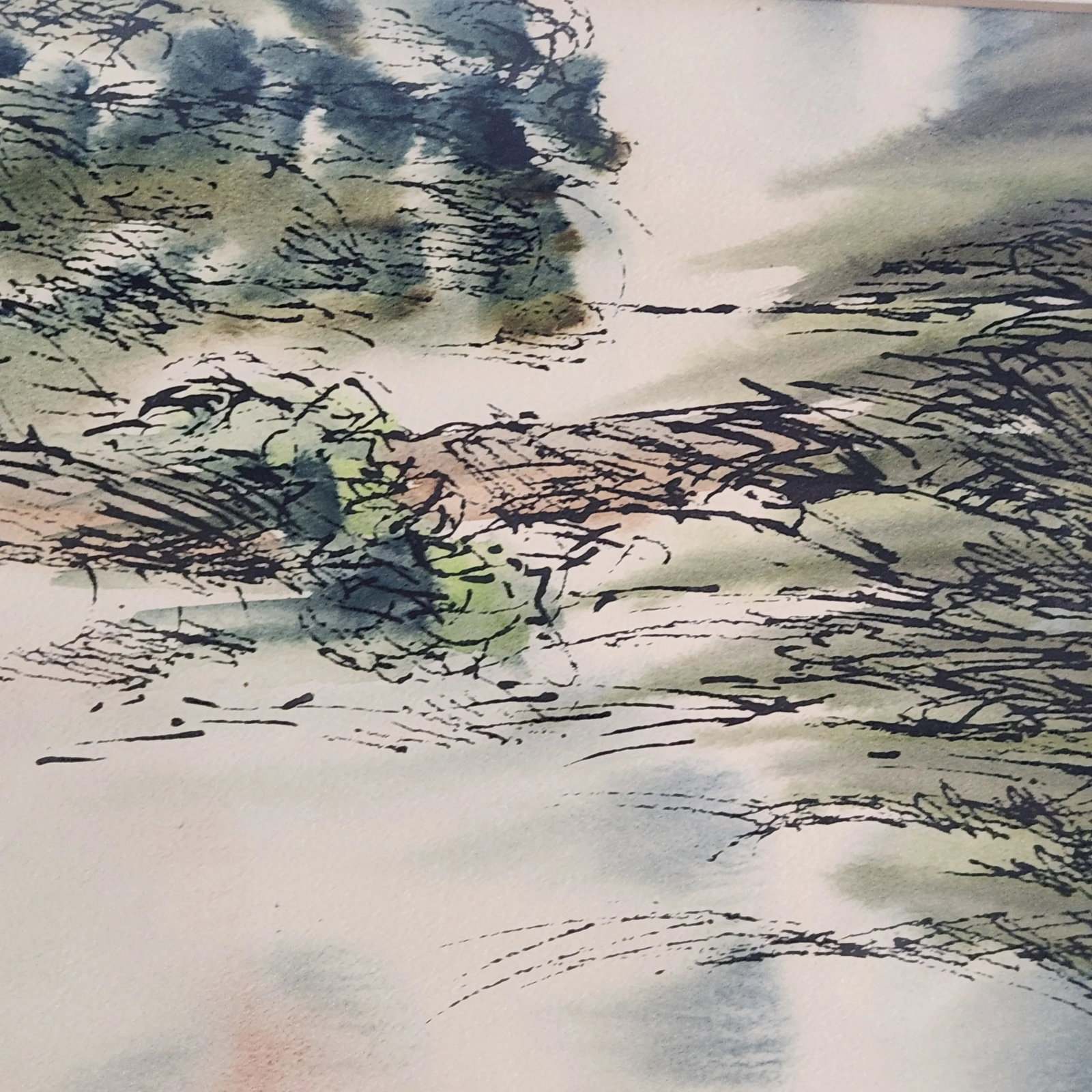 Vintage Johnny Donnels Louisiana Bayou Watercolor Painting - Cypress Landscape - 14