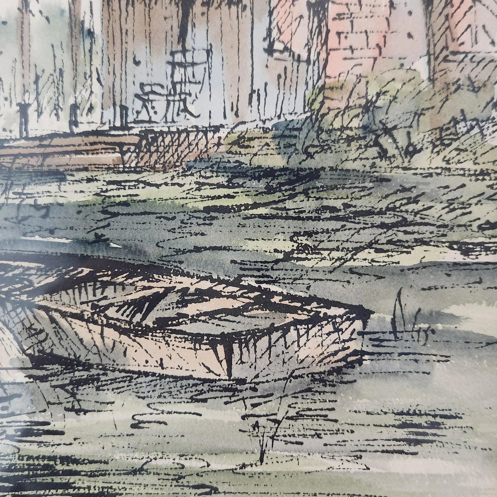 Vintage Johnny Donnels Louisiana Bayou Watercolor Painting - Cypress Landscape - 3