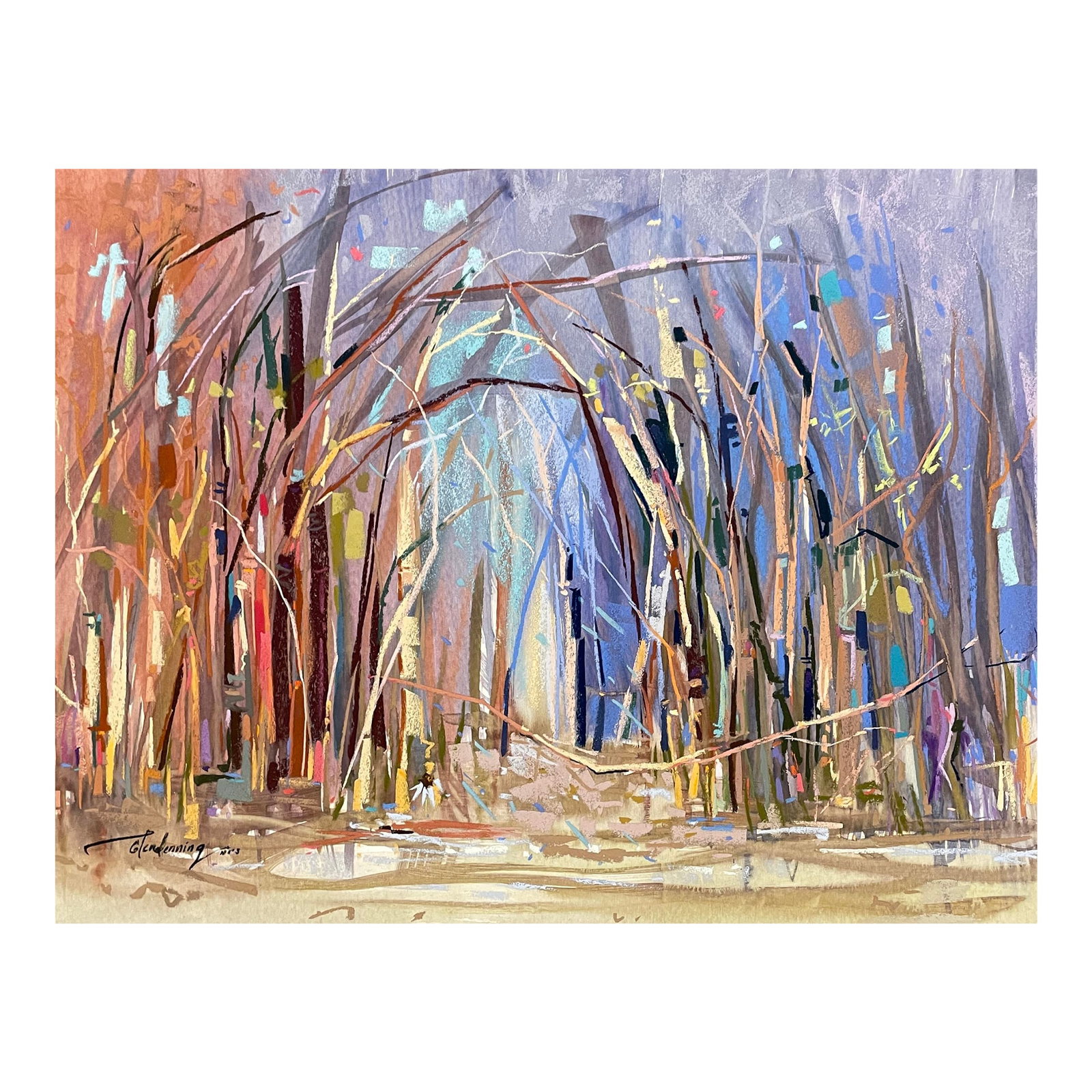 Susan Glendenning After the Rain Pastel: Impressionist pastel on heavy paper by Washington State artist Susan Flora Glendenning (born 1948.) Pacific Northwest landscape signed lower leftt and inscribed "NPS" for National Pastel Society.