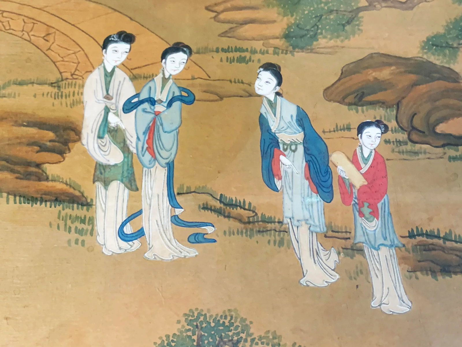 Antique Qing Dynasty Watercolor on Silk Framed Artwork - 3