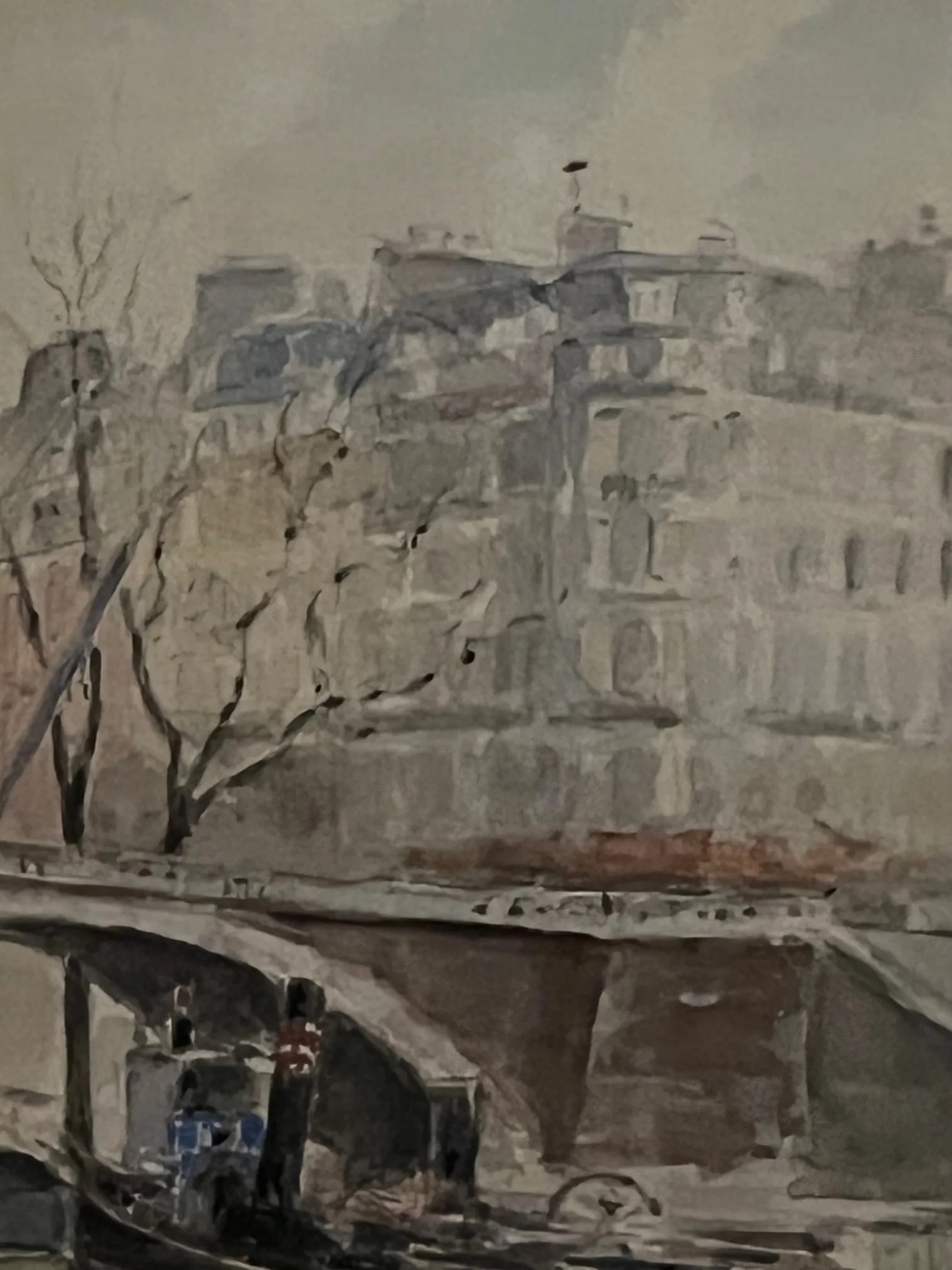 Paris Watercolor by Grandjean in Antique Frame - 5