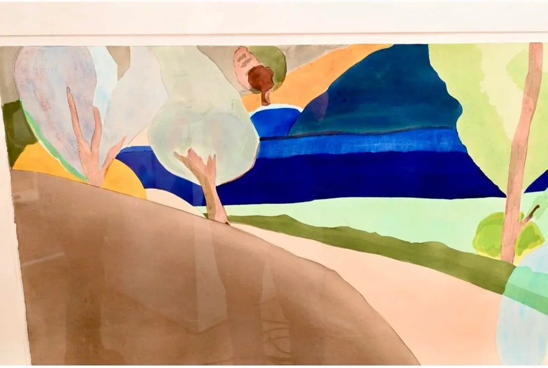 1970's Italian Abstract Landscape Lithograph, Framed - 2