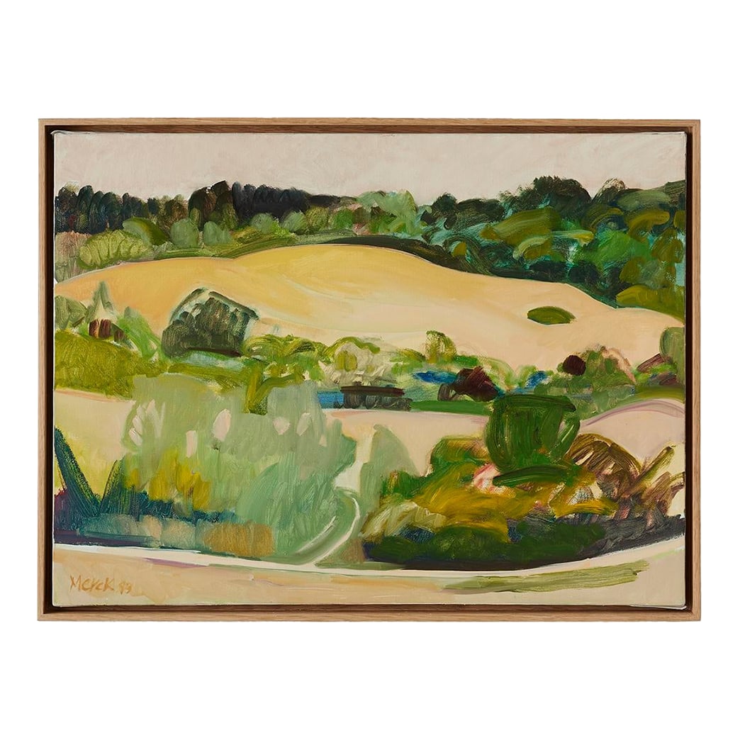 Josie Merck, Spencer Farm to the North: - Oil on canvas, framed in oak - Debuting on August 9th, Tori Jones Studio will present a new collection of artwork by Josie Merck, a lauded artist, Block Island summer resident, and founder of the