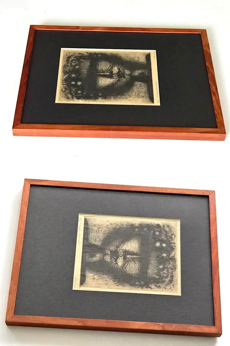 1964 Anibal Gil Woodcut Print: "Mujer Coronada", Framed - 3