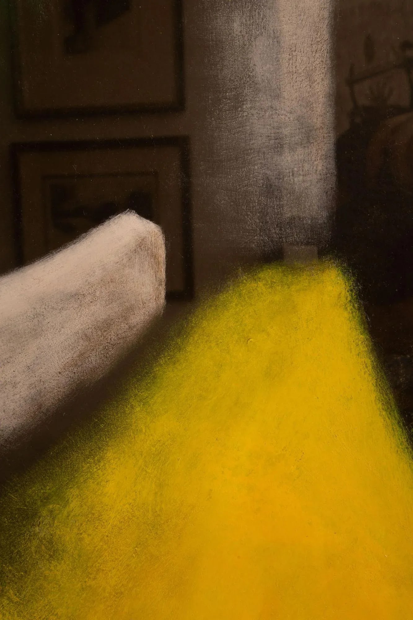 Vintage Larry Laslo Mixed Media Abstract Landscape Green, Yellow, Gray, Blue Painting on Paper Custo - 6