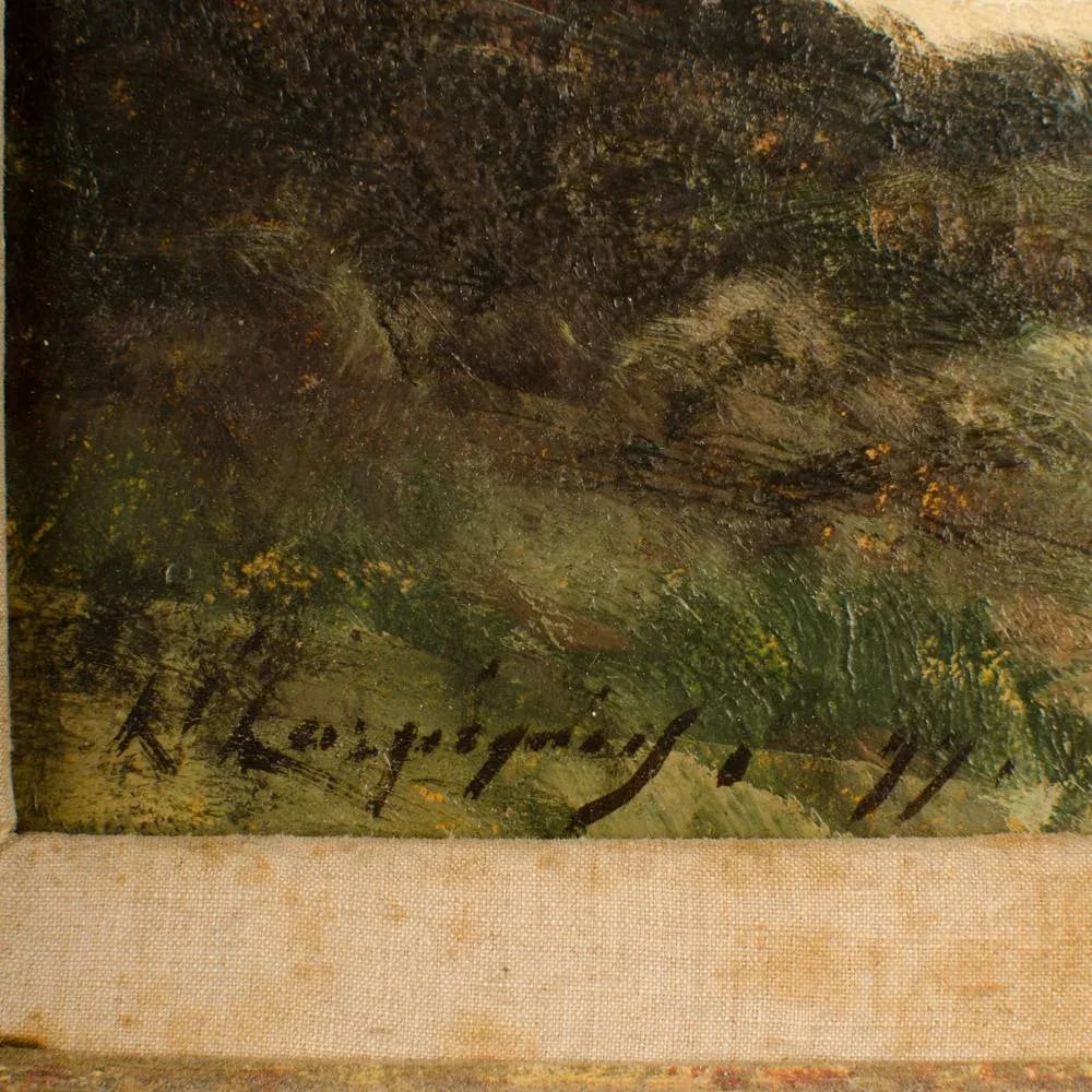 Henri-Joseph Harpignies (French 1819-1916) "Lonely Church" Oil on Canvas Signed and Dated '11 - 8