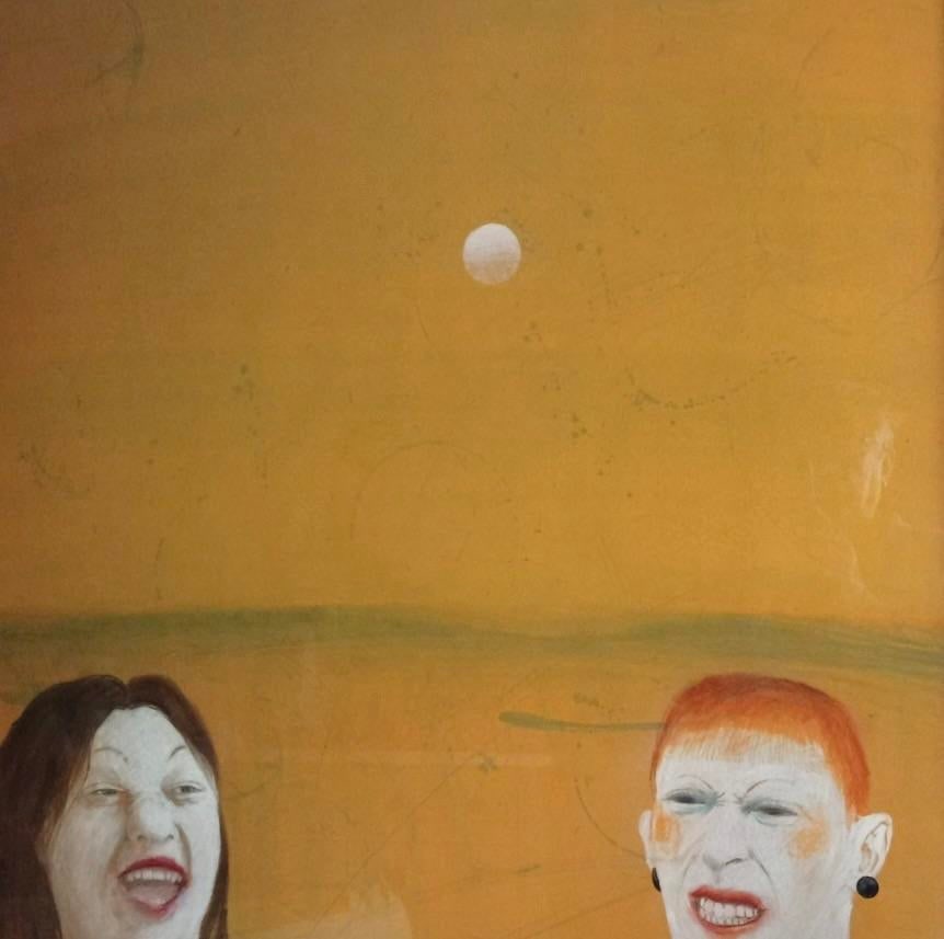 Expressionist Painting of Two Women by Robert R. Bradshaw, Signed, (38" X 38") - 5