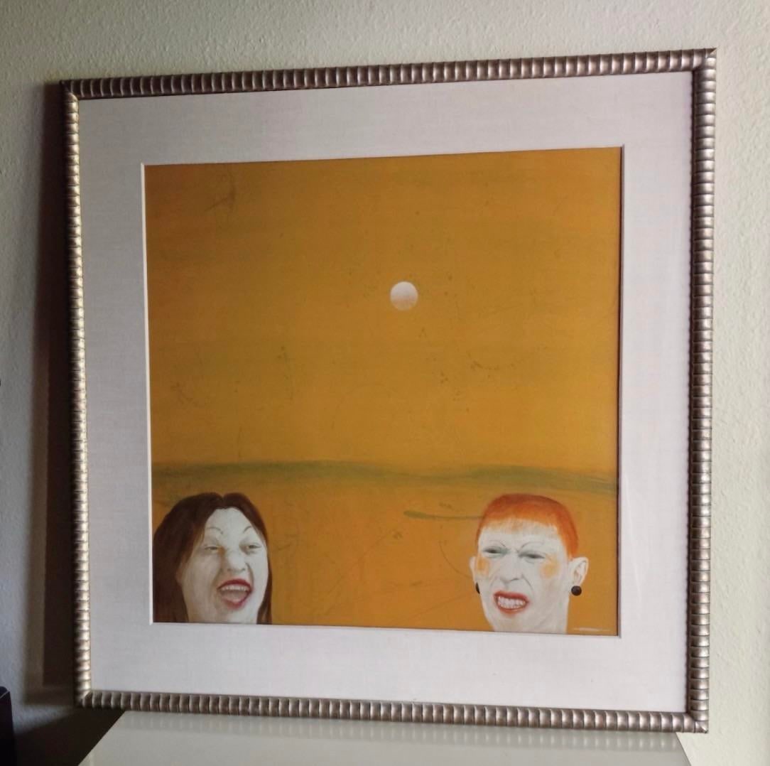 Expressionist Painting of Two Women by Robert R. Bradshaw, Signed, (38" X 38") - 8