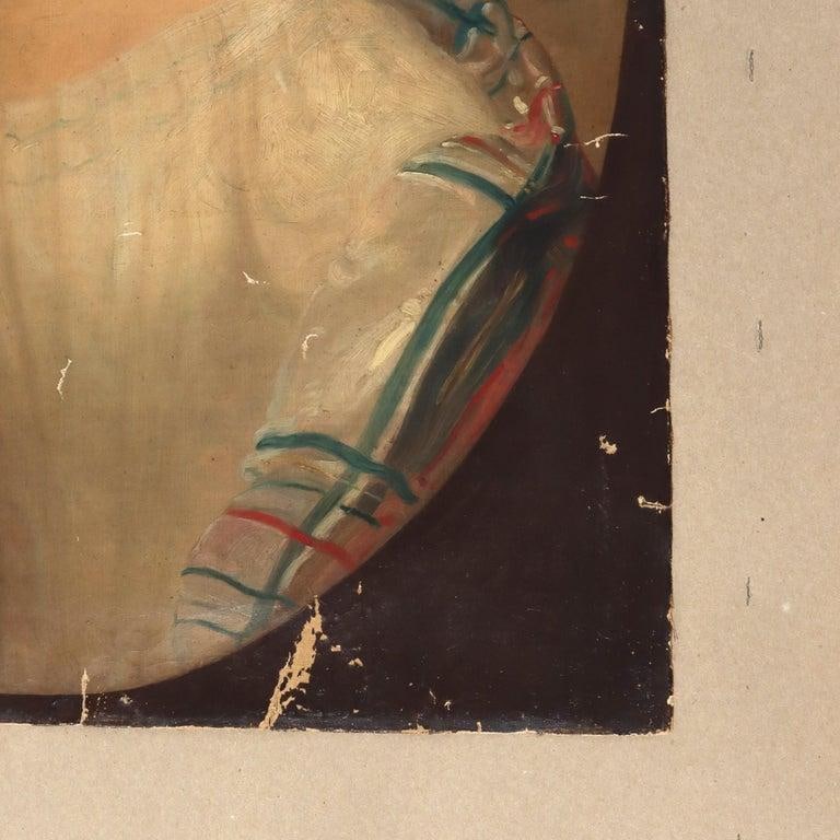 Antique Oil on Canvas Portrait Painting of a Debutant C1820 - 3