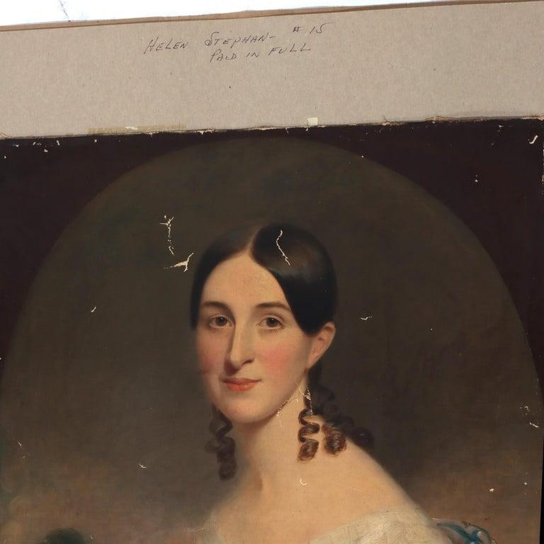 Antique Oil on Canvas Portrait Painting of a Debutant C1820 - 4