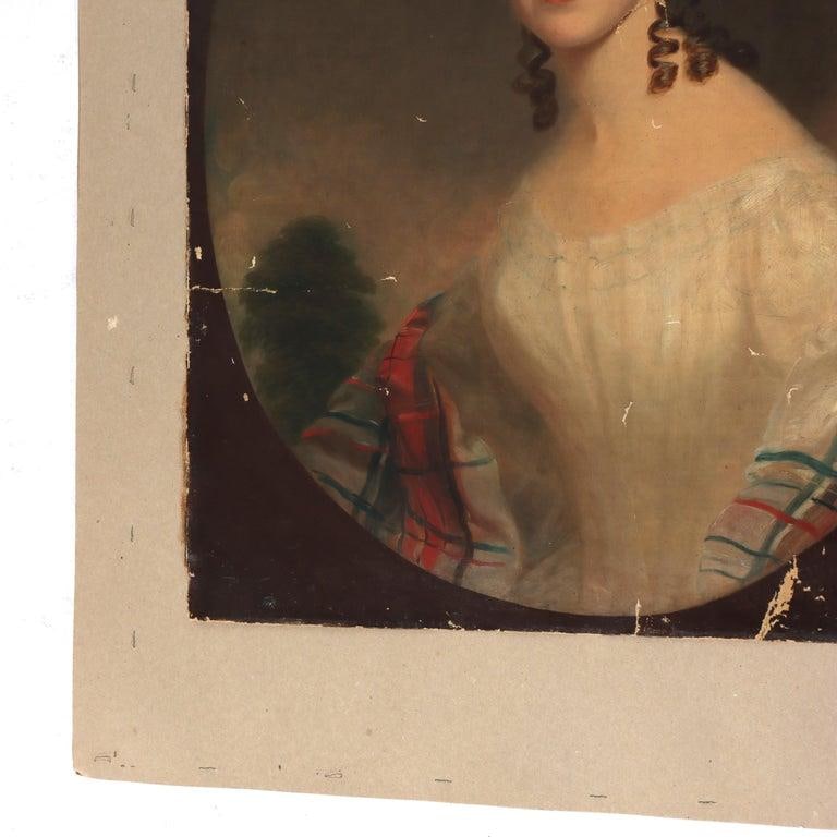 Antique Oil on Canvas Portrait Painting of a Debutant C1820 - 5
