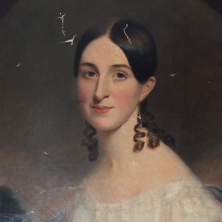 Antique Oil on Canvas Portrait Painting of a Debutant C1820 - 6