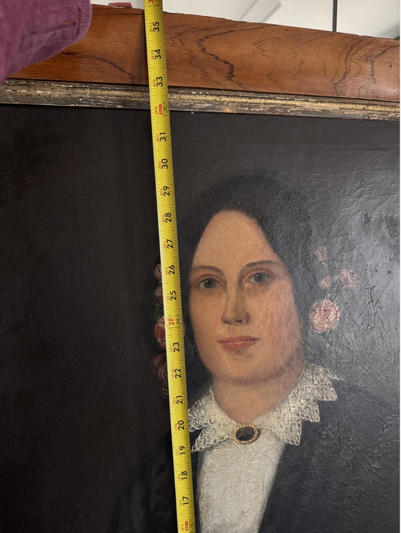 Antique 1853 Victorian Oil Portrait of Lady Mary Rogers and Gentleman or Husband and Wife - Set of 2 - 16