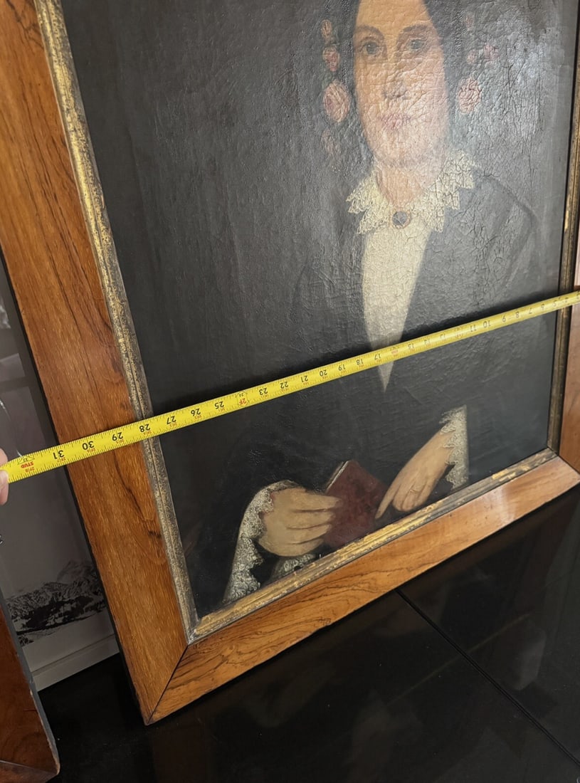 Antique 1853 Victorian Oil Portrait of Lady Mary Rogers and Gentleman or Husband and Wife - Set of 2 - 17