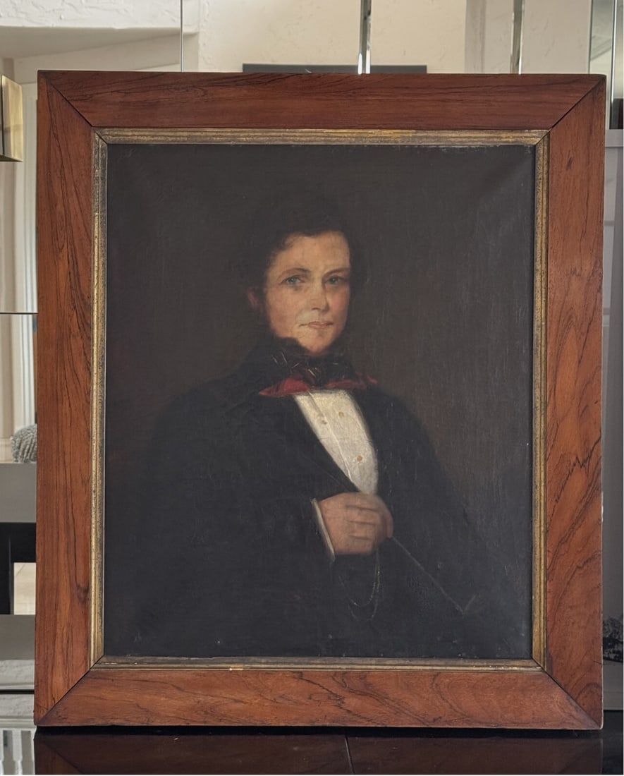Antique 1853 Victorian Oil Portrait of Lady Mary Rogers and Gentleman or Husband and Wife - Set of 2 - 3