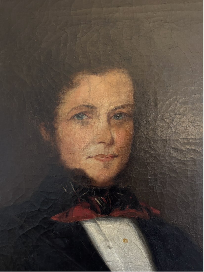 Antique 1853 Victorian Oil Portrait of Lady Mary Rogers and Gentleman or Husband and Wife - Set of 2 - 5