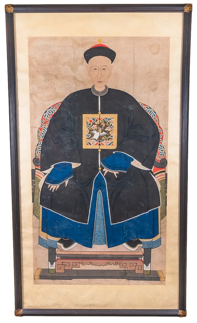 19th Century Ming Dynasty Chinese Ancestral Paintings, Framed - a Pair - 2