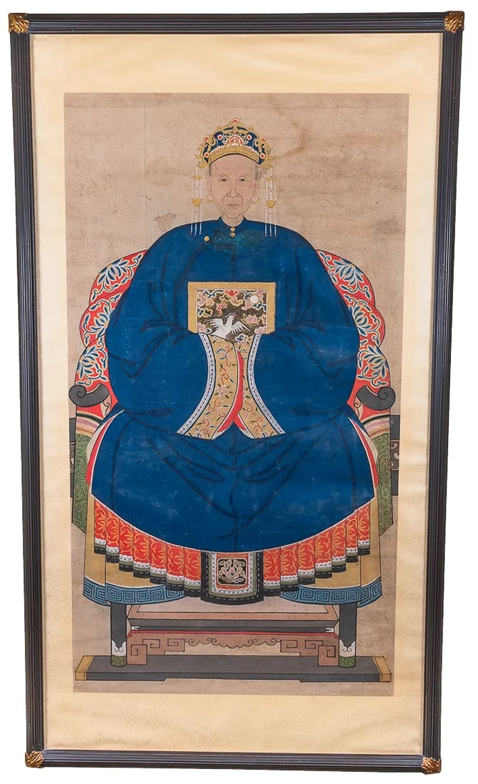 19th Century Ming Dynasty Chinese Ancestral Paintings, Framed - a Pair - 3