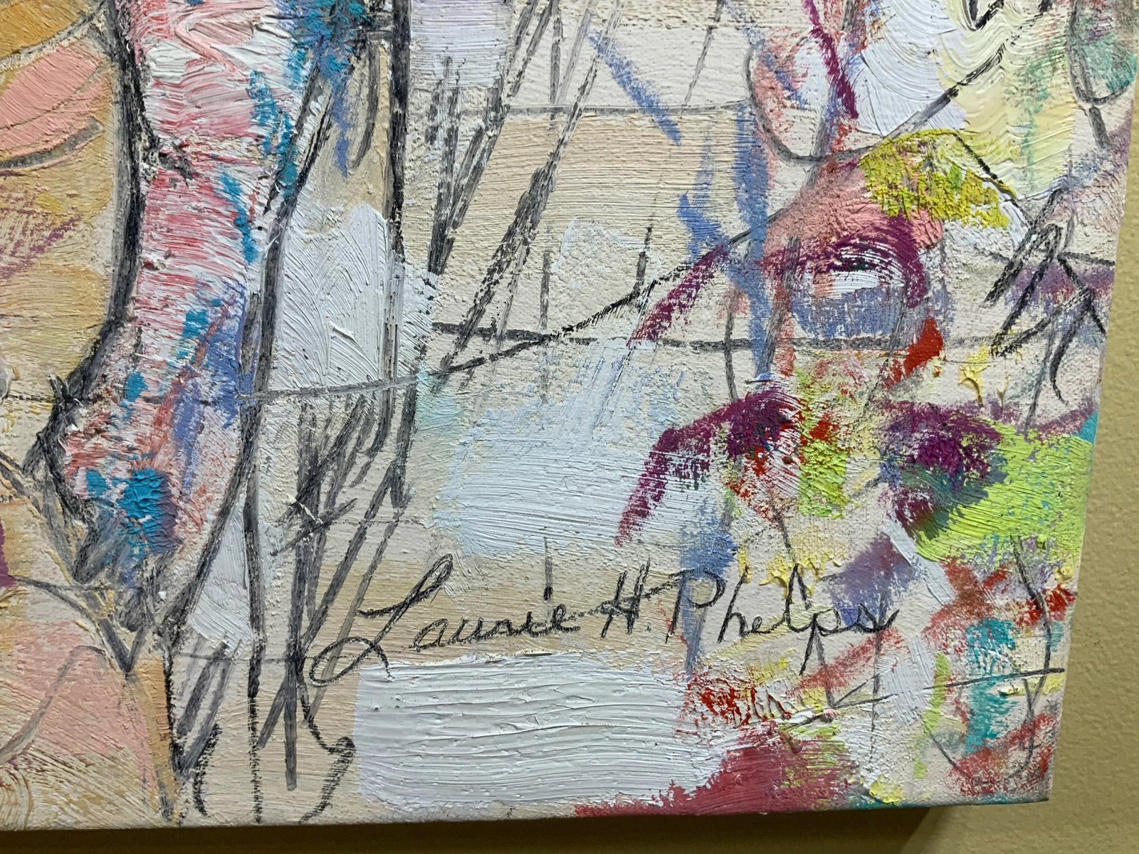 1990s Abstract House Portrait Oil Painting by Laurie H. Phelps - 10