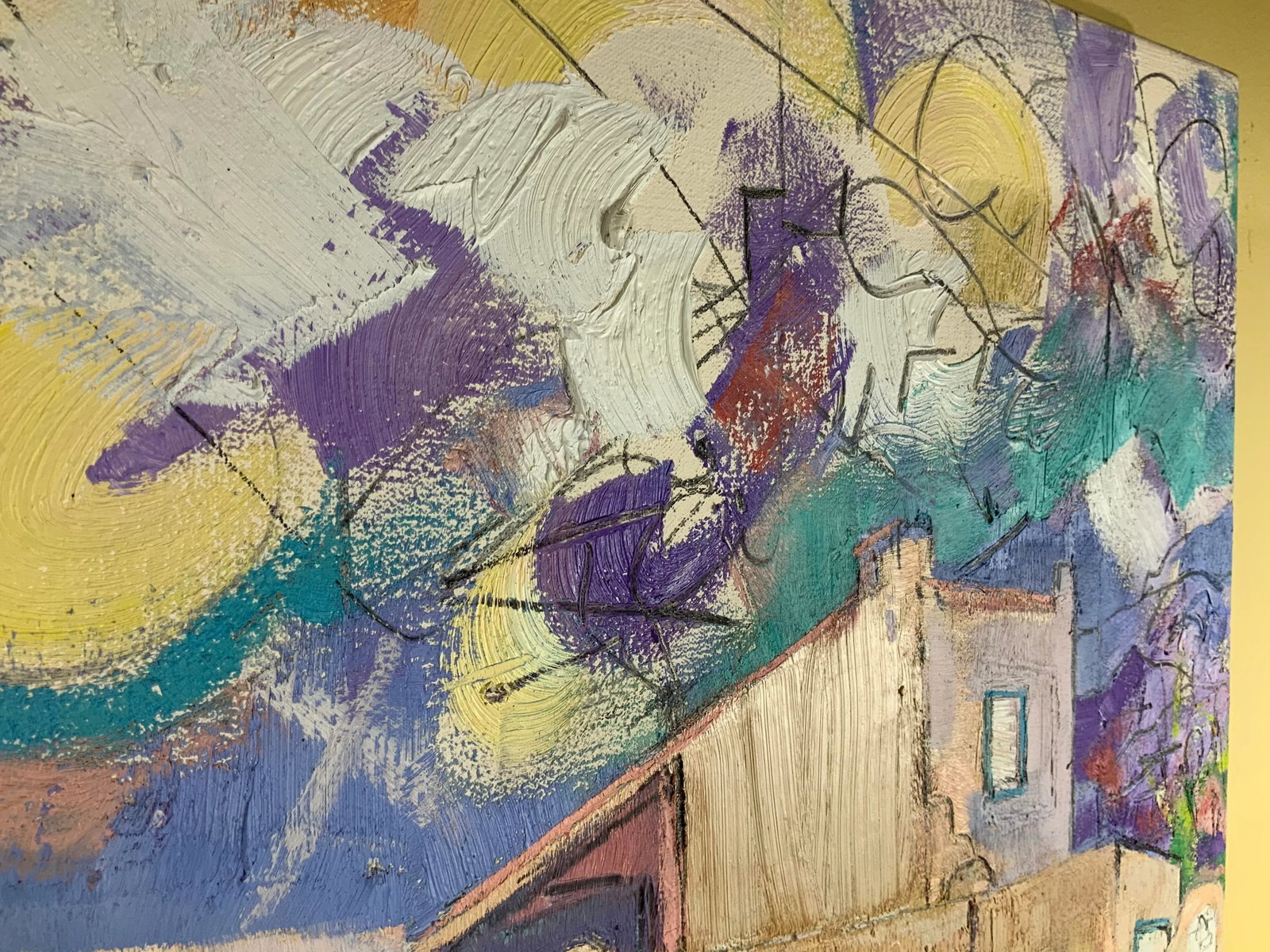 1990s Abstract House Portrait Oil Painting by Laurie H. Phelps - 7