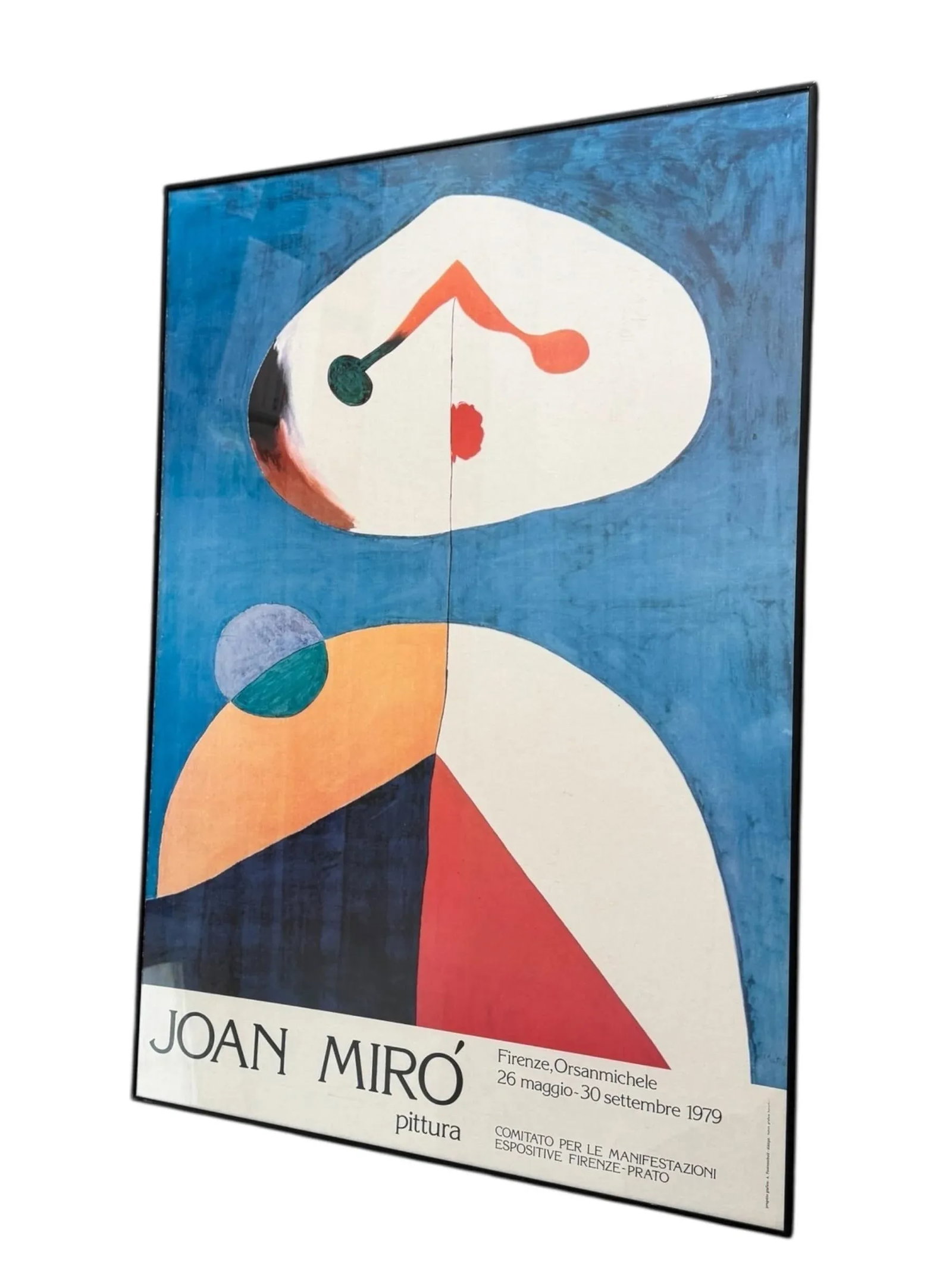 Joan Miro Vintage 1979 Mid Century Modern Lithograph Print Framed Italian Exhibition Poster " Portra - 4