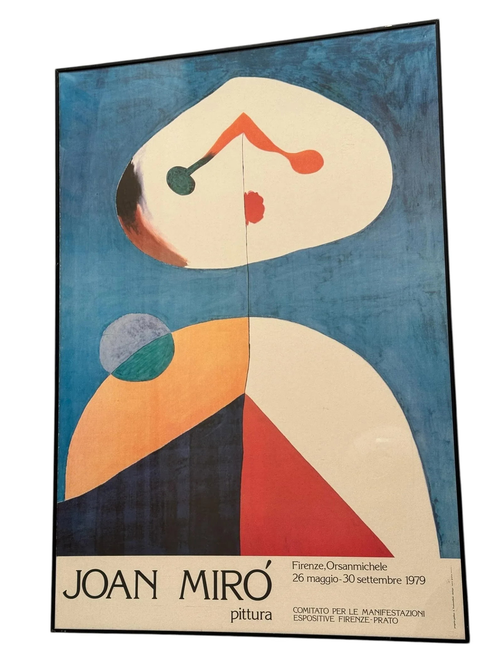 Joan Miro Vintage 1979 Mid Century Modern Lithograph Print Framed Italian Exhibition Poster " Portra - 9