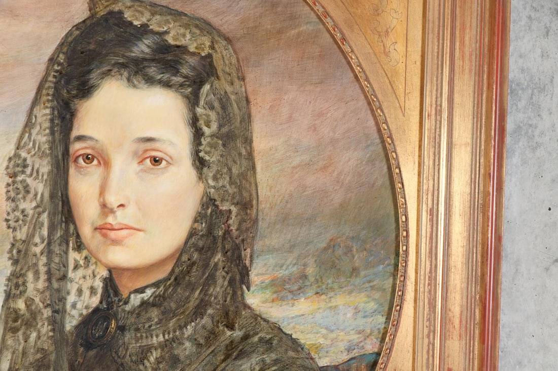 Portrait of a Woman in Black Lace Mantilla, Signed Gamez, Ca. 1965 - 6