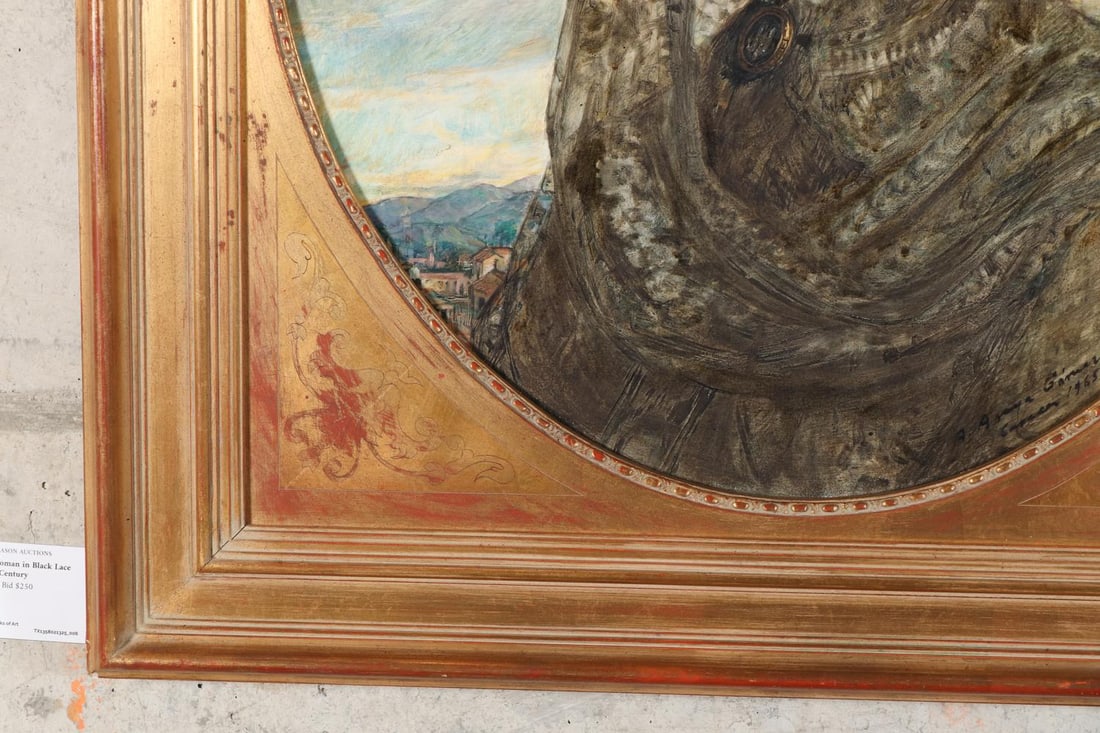 Portrait of a Woman in Black Lace Mantilla, Signed Gamez, Ca. 1965 - 7