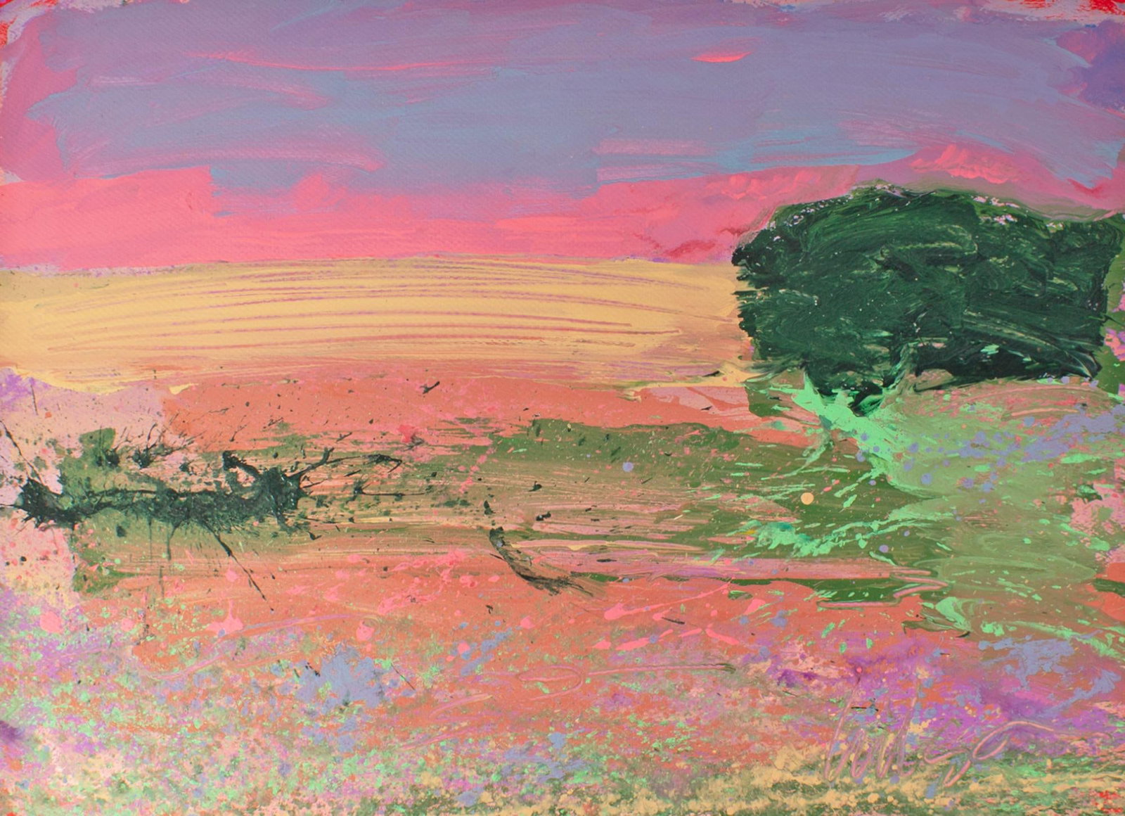 1980s Abstract Acrylic Landscape Painting by Harry Hilson - 2