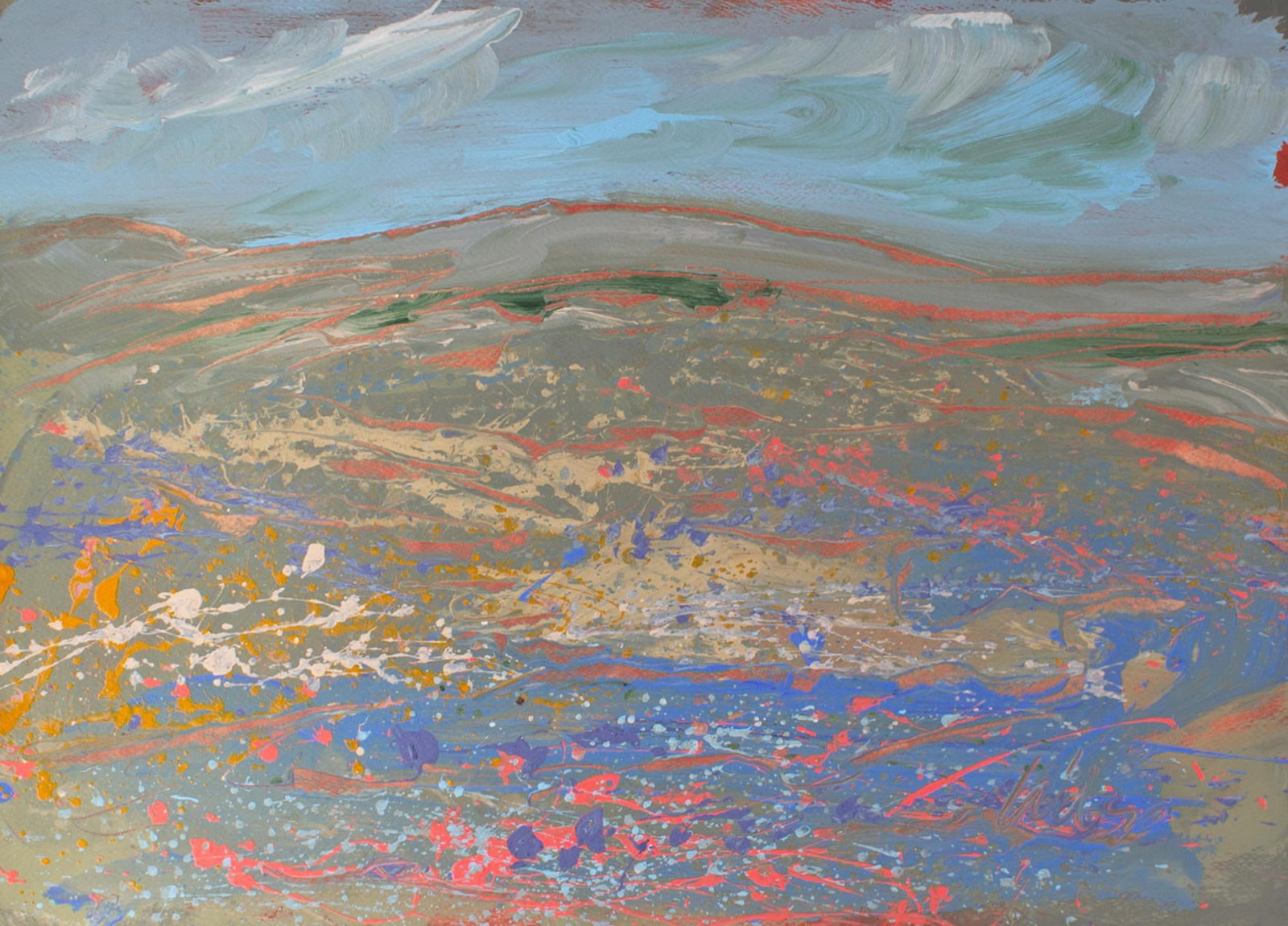 1980s "Blue Range" Abstract Acrylic Landscape Painting by Harry Hilson - 2