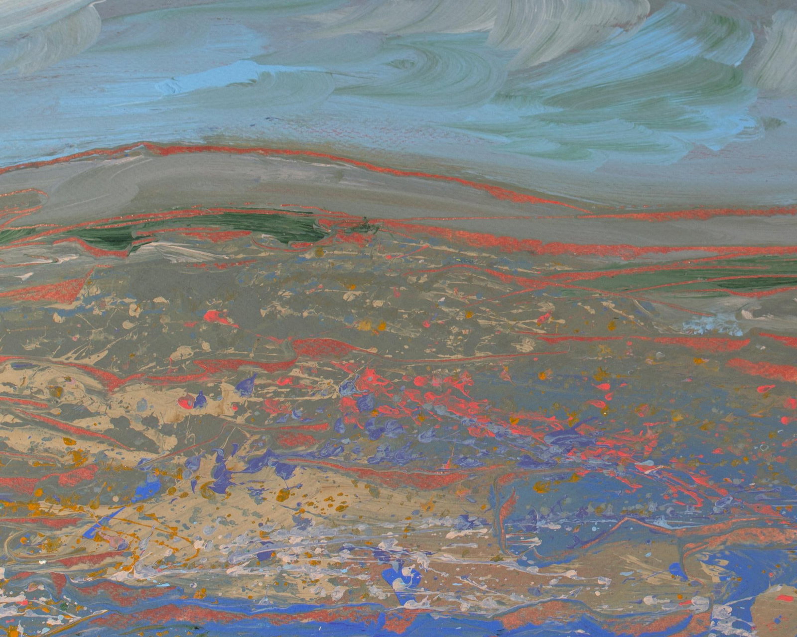 1980s "Blue Range" Abstract Acrylic Landscape Painting by Harry Hilson - 4
