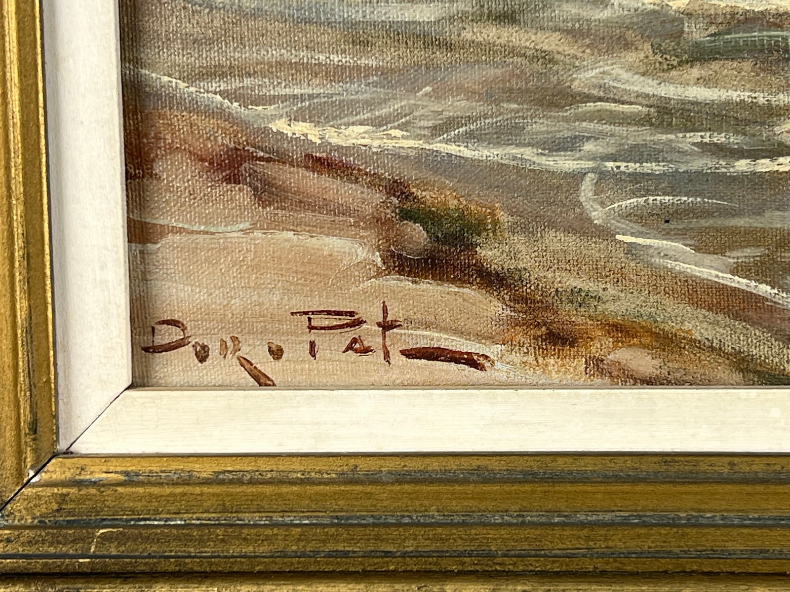 Early 20th Century Painting Oil on Canvas "Two Ships Off the Beach" Signed Lower Left - 3
