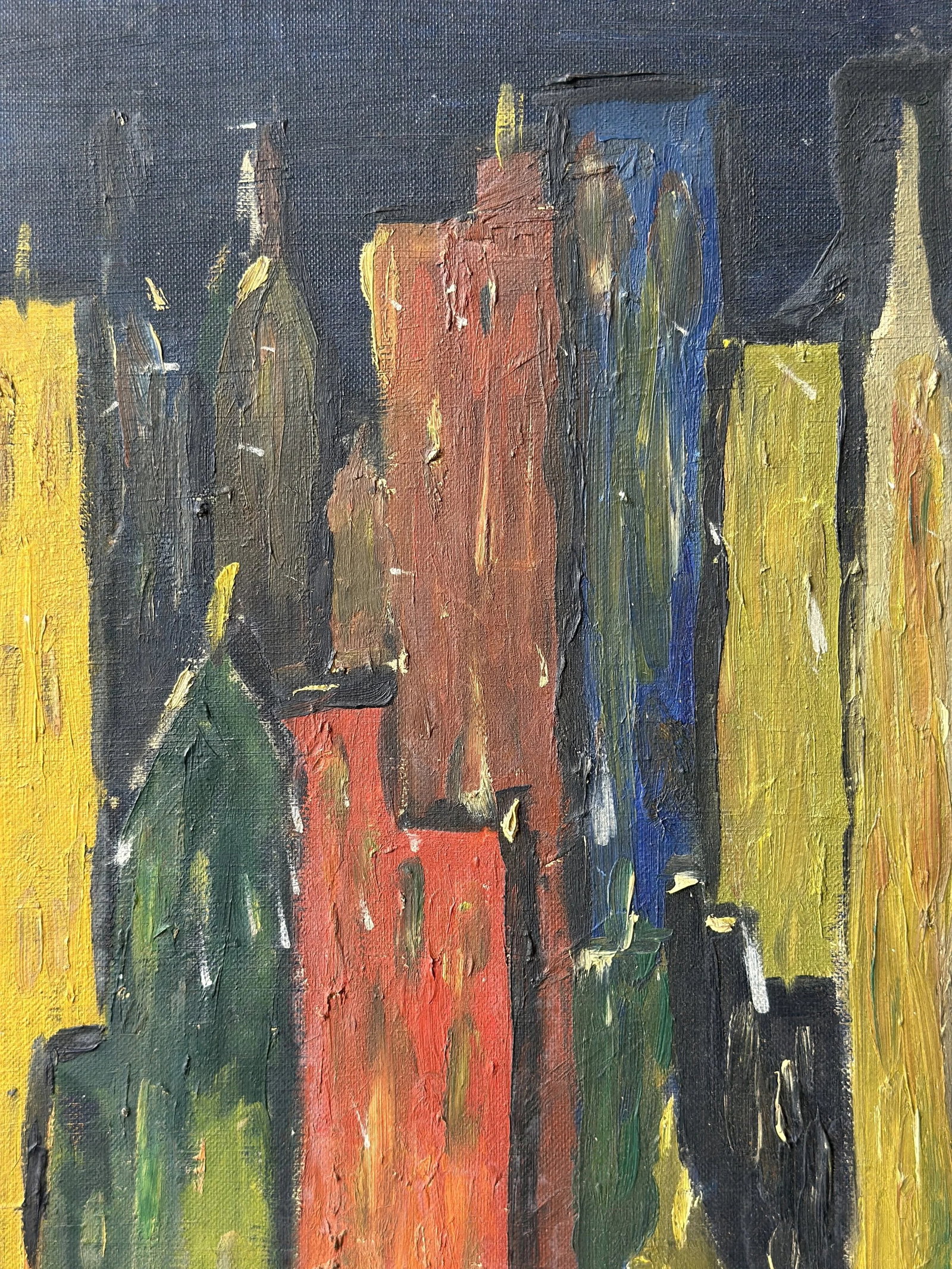 Vintage New York Skyline Acrylic on Board Painting, Signed Andre, Circa 1950s - 10