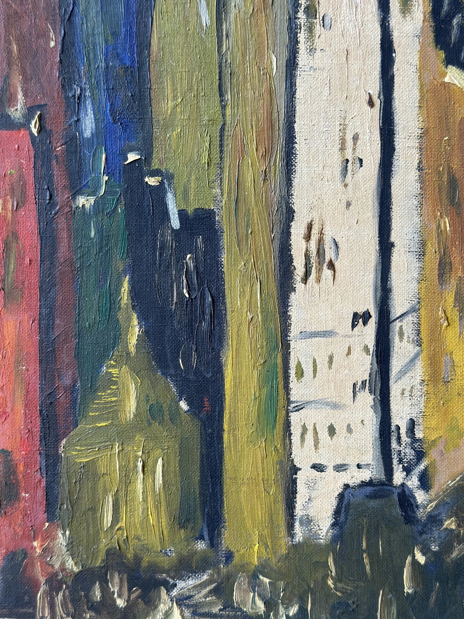 Vintage New York Skyline Acrylic on Board Painting, Signed Andre, Circa 1950s - 11