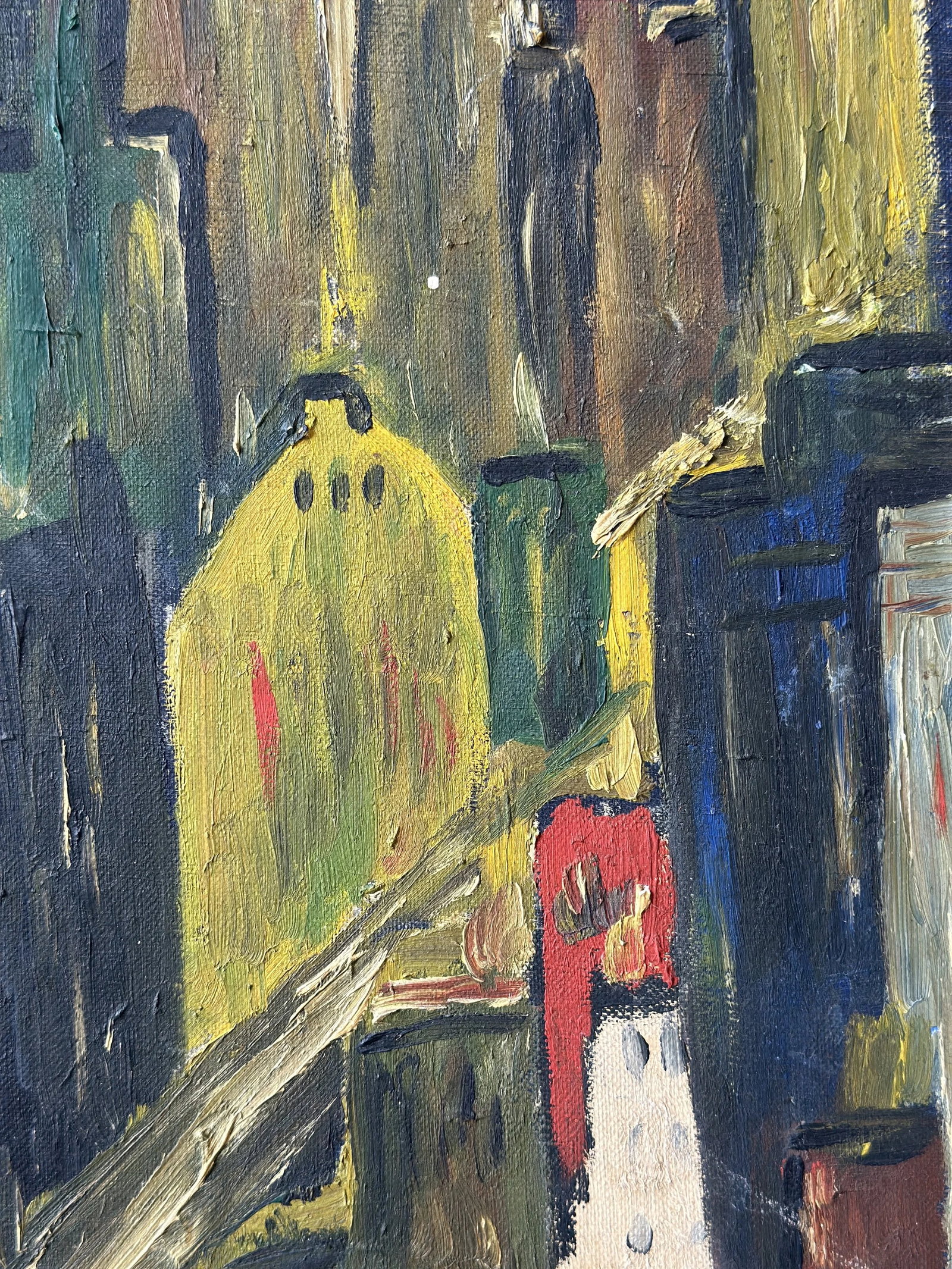 Vintage New York Skyline Acrylic on Board Painting, Signed Andre, Circa 1950s - 12