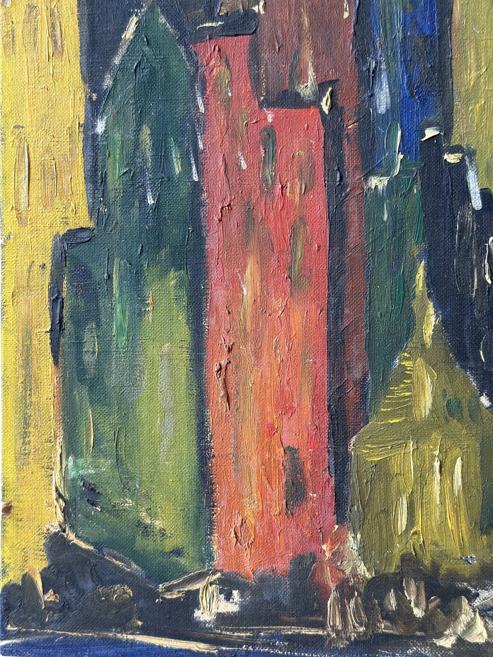 Vintage New York Skyline Acrylic on Board Painting, Signed Andre, Circa 1950s - 9