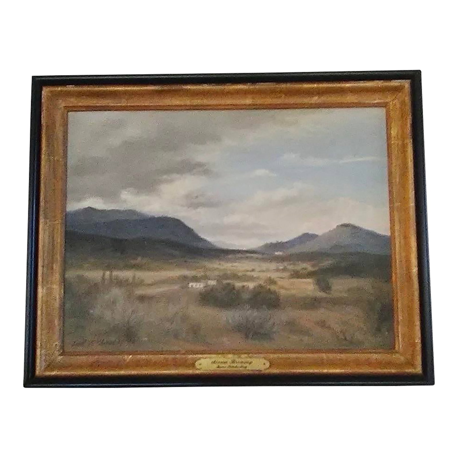 Original, 1975 Janet W. Kimberling Landscape Oil Painting - Framed, Signed, 15" X 19": This landscape oil on board painting was created by well known and listed artist Janet W. Kimberling (American, 1925-2022) in 1975. It's titled by the artist "Storm Brewing". It's in it's original