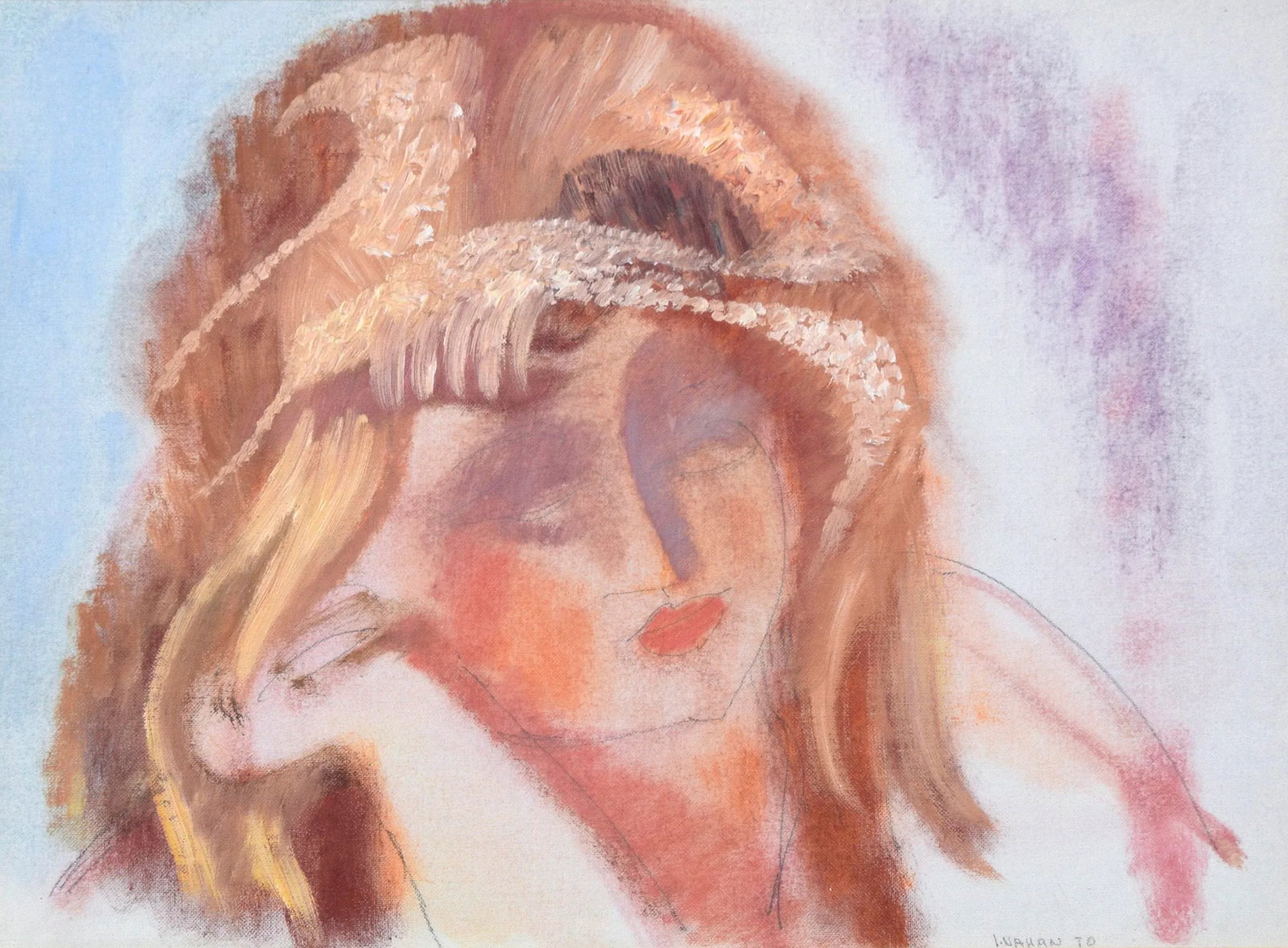 Vintage Expressive Multimedia Portrait of a Woman by Irvin Nahan - 2