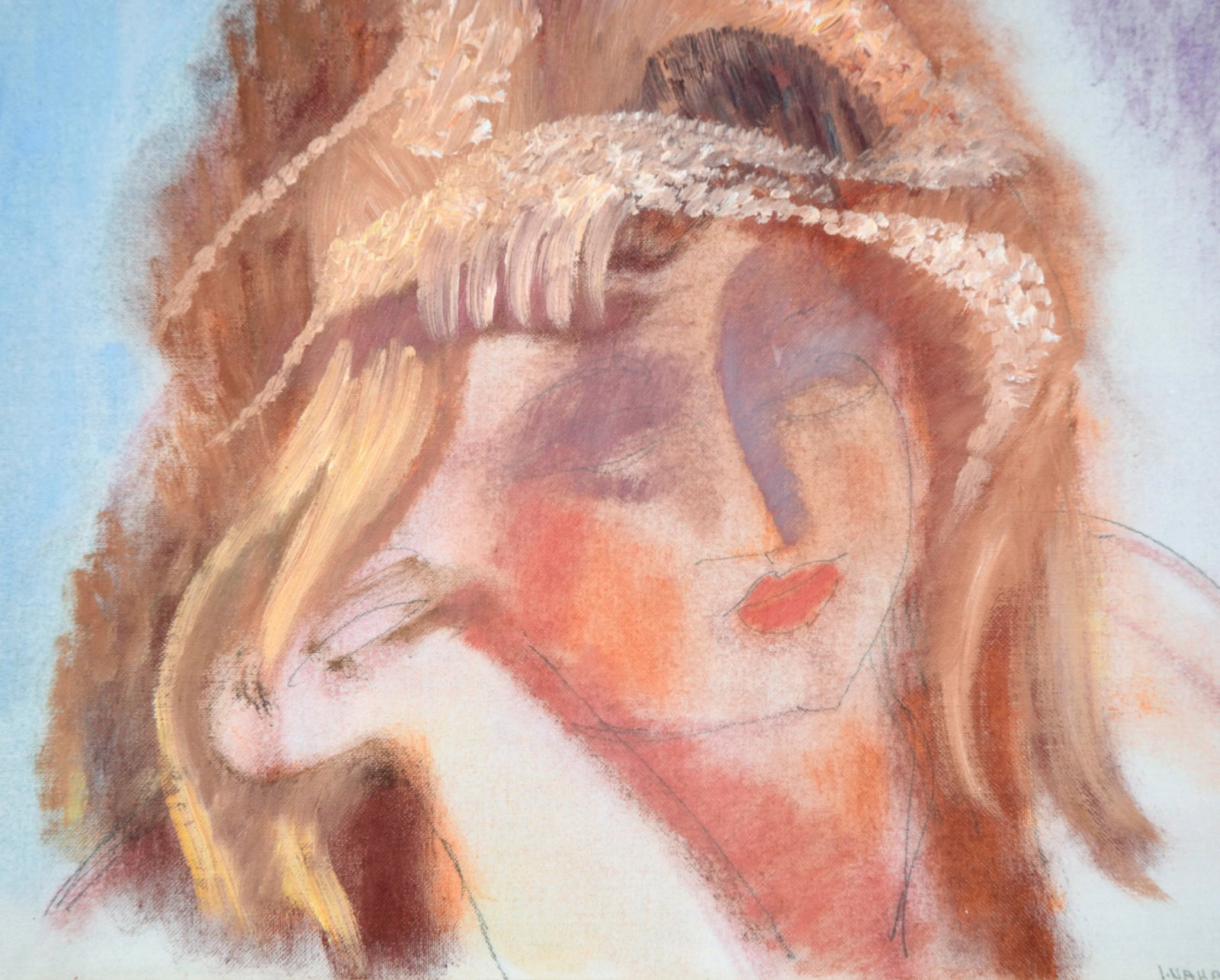 Vintage Expressive Multimedia Portrait of a Woman by Irvin Nahan - 3