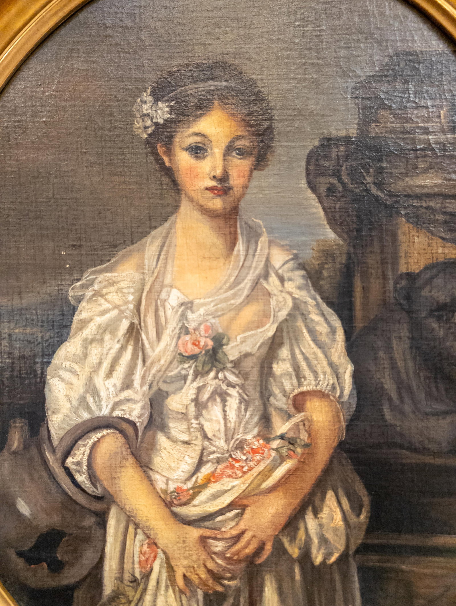 19th Century European Italian Painting of a Tragic Sad Young Lady - 11